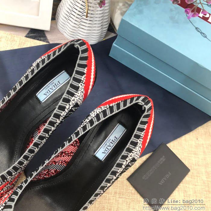 PRADA普拉達 2019頂級版本 刺繡系列 春夏時尚 高跟尖頭單鞋 網紅同款  ljl1044